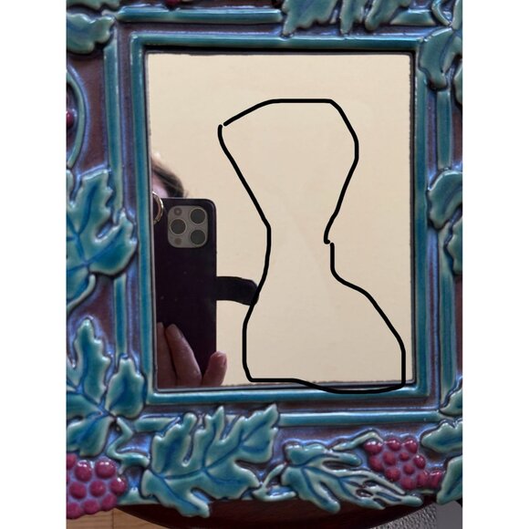 Tile Grape & Leaf Ceramic Framed Mirror Signed READ - Picture 9 of 9